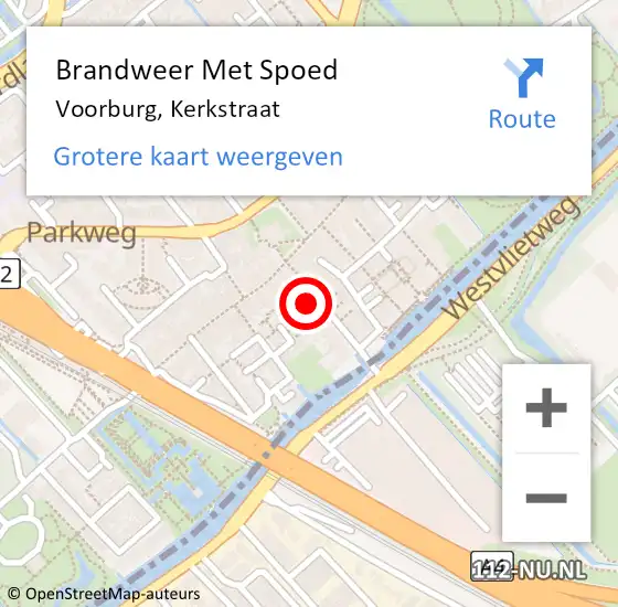 Locatie op kaart van de 112 melding: Brandweer Met Spoed Naar Voorburg, Kerkstraat op 21 februari 2024 01:30