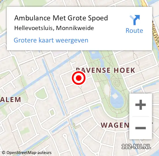 Locatie op kaart van de 112 melding: Ambulance Met Grote Spoed Naar Hellevoetsluis, Monnikweide op 21 februari 2024 01:47