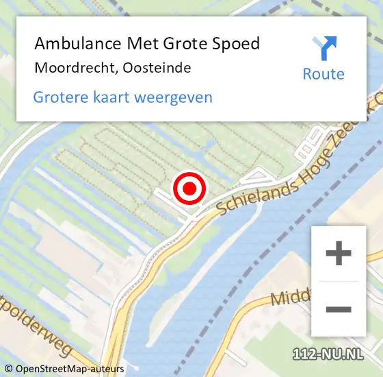 Locatie op kaart van de 112 melding: Ambulance Met Grote Spoed Naar Moordrecht, Oosteinde op 21 februari 2024 01:50