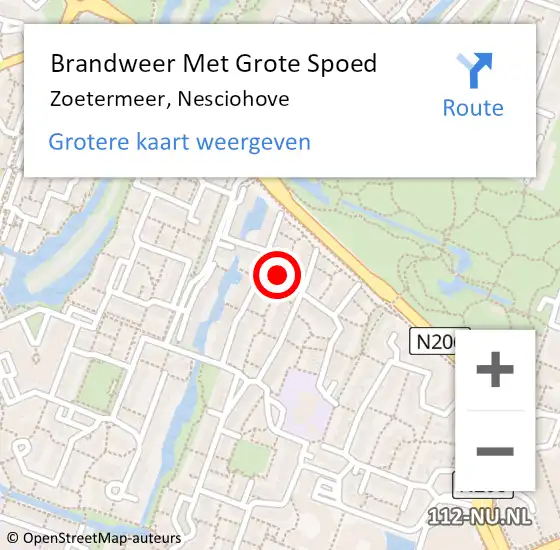 Locatie op kaart van de 112 melding: Brandweer Met Grote Spoed Naar Zoetermeer, Nesciohove op 21 februari 2024 02:18