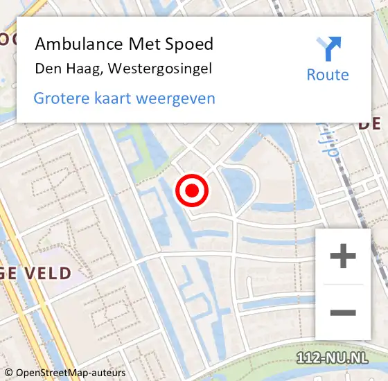 Locatie op kaart van de 112 melding: Ambulance Met Spoed Naar Den Haag, Westergosingel op 21 februari 2024 03:52