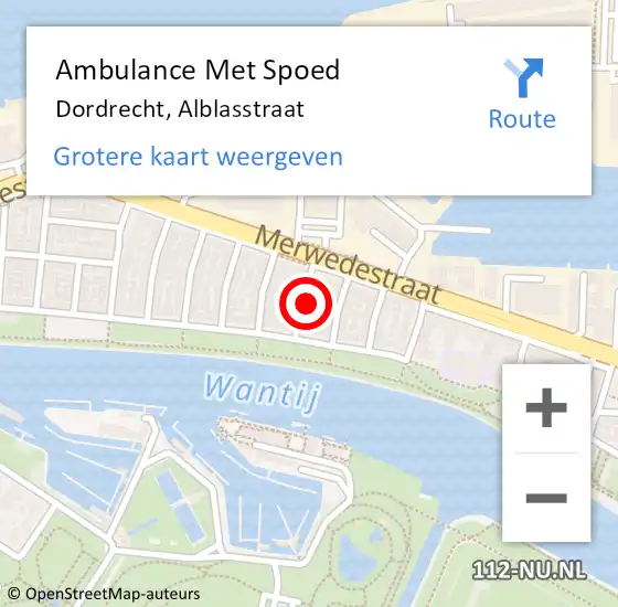 Locatie op kaart van de 112 melding: Ambulance Met Spoed Naar Dordrecht, Alblasstraat op 21 februari 2024 04:31