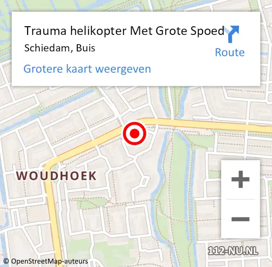 Locatie op kaart van de 112 melding: Trauma helikopter Met Grote Spoed Naar Schiedam, Buis op 21 februari 2024 05:57