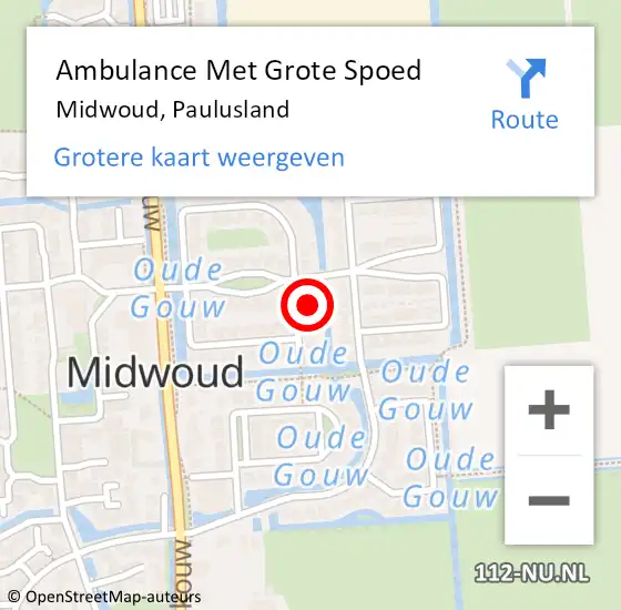Locatie op kaart van de 112 melding: Ambulance Met Grote Spoed Naar Midwoud, Paulusland op 21 februari 2024 06:22