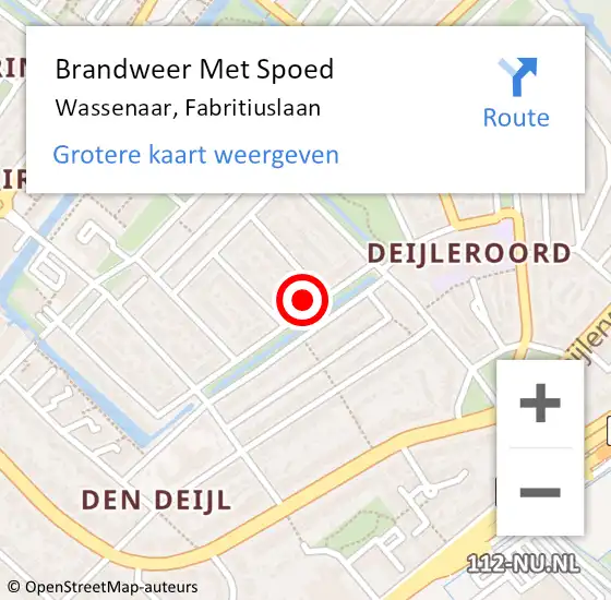 Locatie op kaart van de 112 melding: Brandweer Met Spoed Naar Wassenaar, Fabritiuslaan op 21 februari 2024 06:49