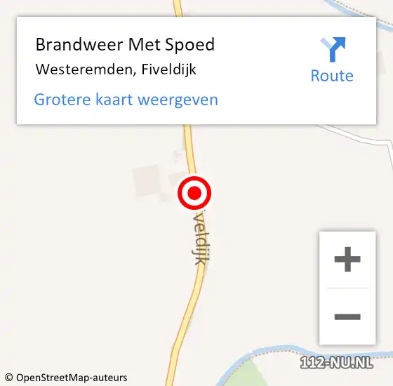 Locatie op kaart van de 112 melding: Brandweer Met Spoed Naar Westeremden, Fiveldijk op 26 september 2014 15:48