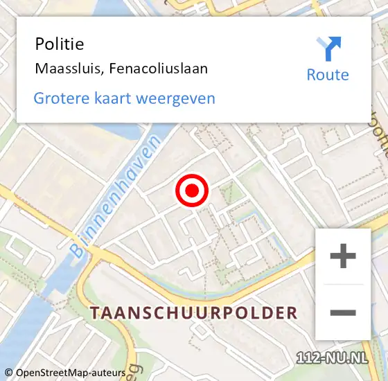 Locatie op kaart van de 112 melding: Politie Maassluis, Fenacoliuslaan op 21 februari 2024 07:18