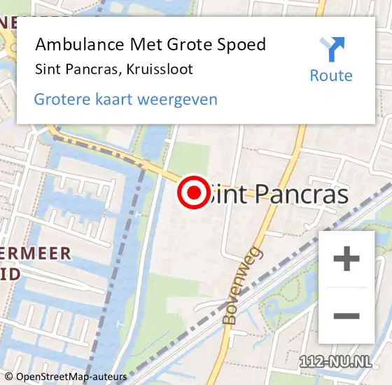 Locatie op kaart van de 112 melding: Ambulance Met Grote Spoed Naar Sint Pancras, Kruissloot op 21 februari 2024 07:24