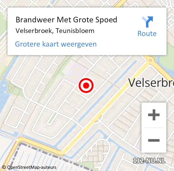 Locatie op kaart van de 112 melding: Brandweer Met Grote Spoed Naar Velserbroek, Teunisbloem op 21 februari 2024 08:21