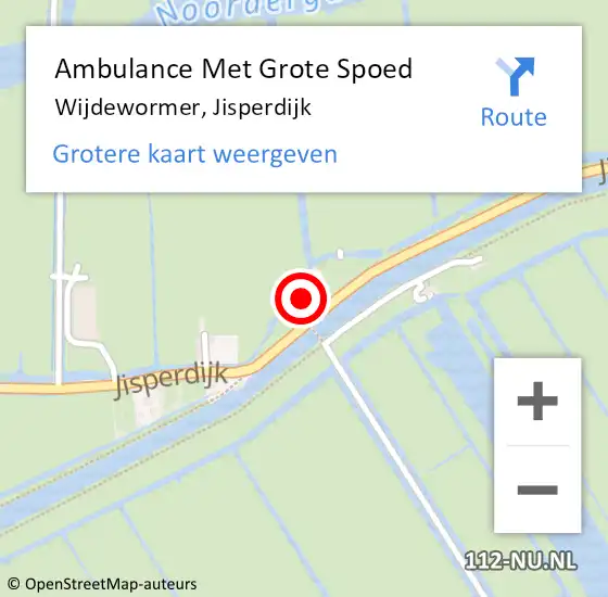 Locatie op kaart van de 112 melding: Ambulance Met Grote Spoed Naar Wijdewormer, Jisperdijk op 21 februari 2024 08:25