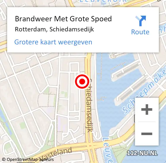 Locatie op kaart van de 112 melding: Brandweer Met Grote Spoed Naar Rotterdam, Schiedamsedijk op 21 februari 2024 08:35