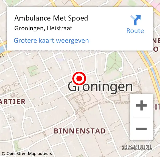 Locatie op kaart van de 112 melding: Ambulance Met Spoed Naar Groningen op 21 februari 2024 08:35