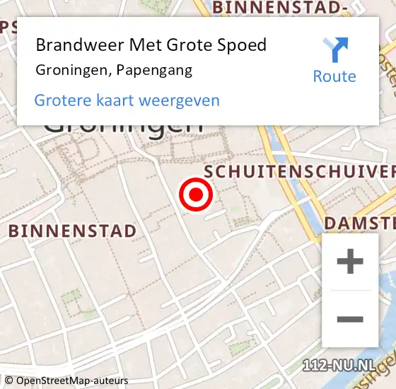 Locatie op kaart van de 112 melding: Brandweer Met Grote Spoed Naar Groningen, Papengang op 21 februari 2024 08:35