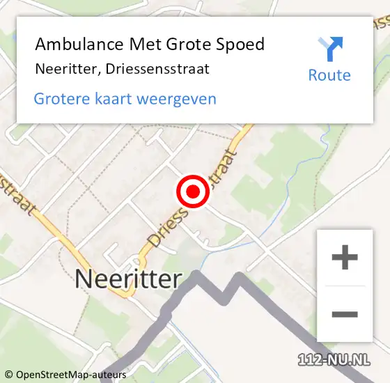 Locatie op kaart van de 112 melding: Ambulance Met Grote Spoed Naar Neeritter, Driessensstraat op 21 februari 2024 08:44