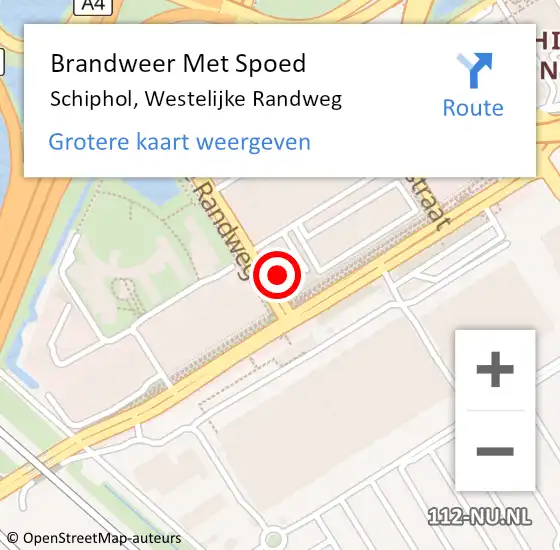 Locatie op kaart van de 112 melding: Brandweer Met Spoed Naar Schiphol, Westelijke Randweg op 21 februari 2024 09:10