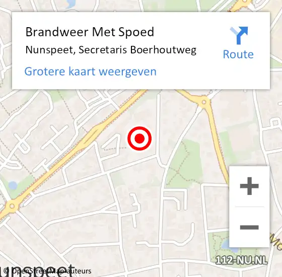Locatie op kaart van de 112 melding: Brandweer Met Spoed Naar Nunspeet, Secretaris Boerhoutweg op 21 februari 2024 09:27