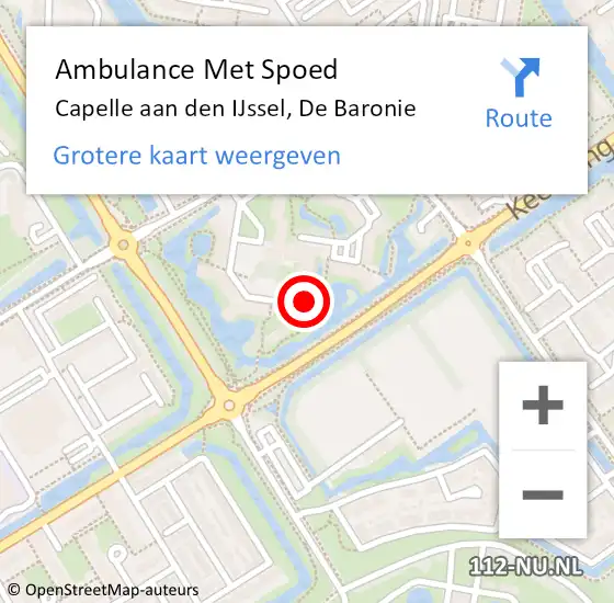 Locatie op kaart van de 112 melding: Ambulance Met Spoed Naar Capelle aan den IJssel, De Baronie op 21 februari 2024 09:53