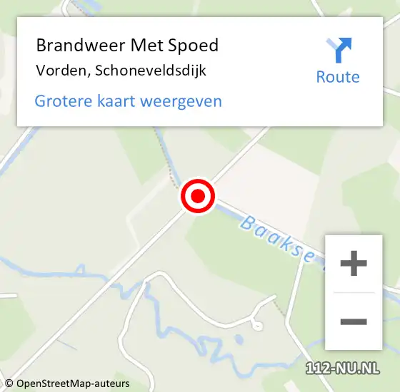 Locatie op kaart van de 112 melding: Brandweer Met Spoed Naar Vorden, Schoneveldsdijk op 15 oktober 2013 18:04