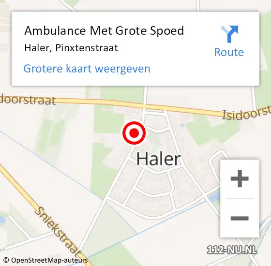 Locatie op kaart van de 112 melding: Ambulance Met Grote Spoed Naar Haler, Pinxtenstraat op 21 februari 2024 10:01