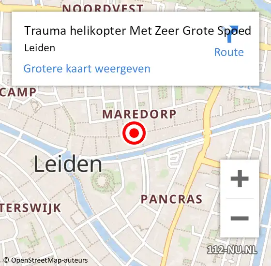 Locatie op kaart van de 112 melding: Trauma helikopter Met Zeer Grote Spoed Naar Leiden op 21 februari 2024 10:15