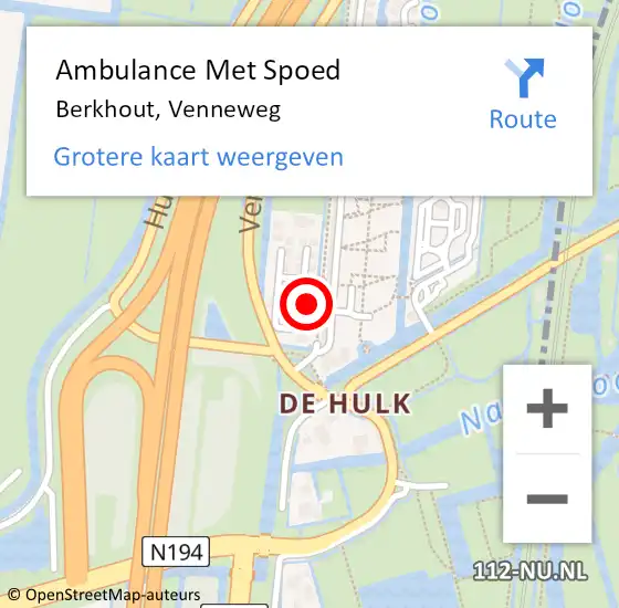 Locatie op kaart van de 112 melding: Ambulance Met Spoed Naar Berkhout, Venneweg op 21 februari 2024 10:41