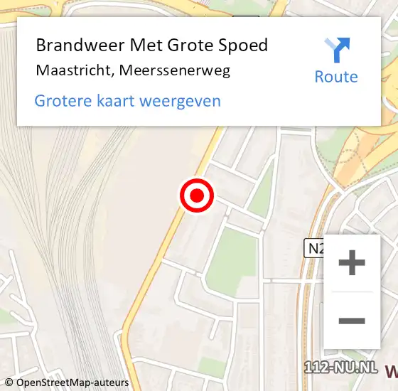 Locatie op kaart van de 112 melding: Brandweer Met Grote Spoed Naar Maastricht, Meerssenerweg op 21 februari 2024 10:51