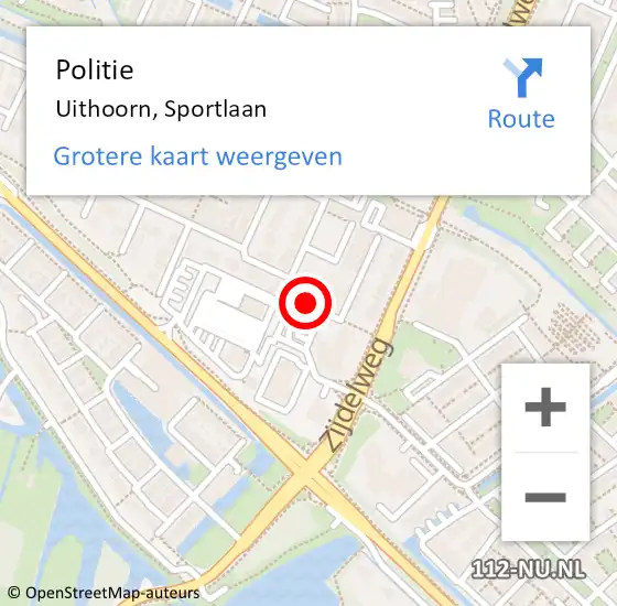 Locatie op kaart van de 112 melding: Politie Uithoorn, Sportlaan op 26 september 2014 16:12