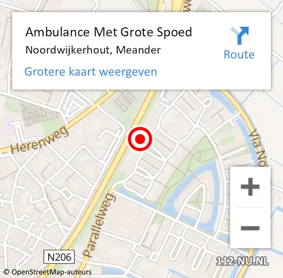 Locatie op kaart van de 112 melding: Ambulance Met Grote Spoed Naar Noordwijkerhout, Meander op 21 februari 2024 11:46