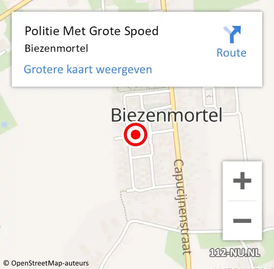 Locatie op kaart van de 112 melding: Politie Met Grote Spoed Naar Biezenmortel op 21 februari 2024 11:58