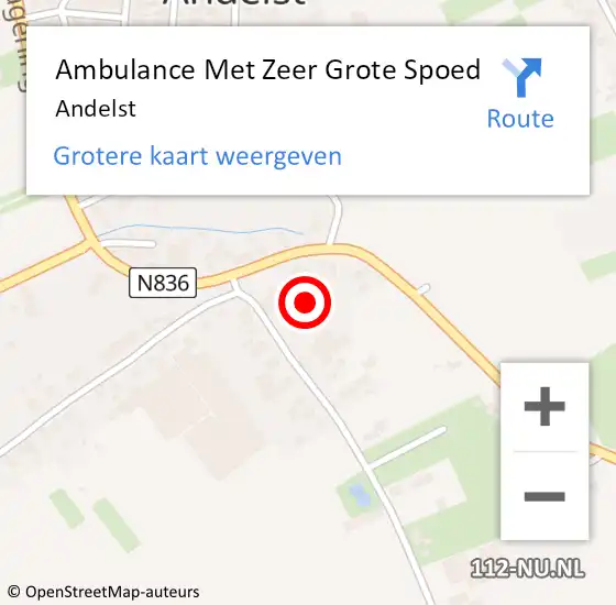 Locatie op kaart van de 112 melding: Ambulance Met Zeer Grote Spoed Naar Andelst op 21 februari 2024 12:22