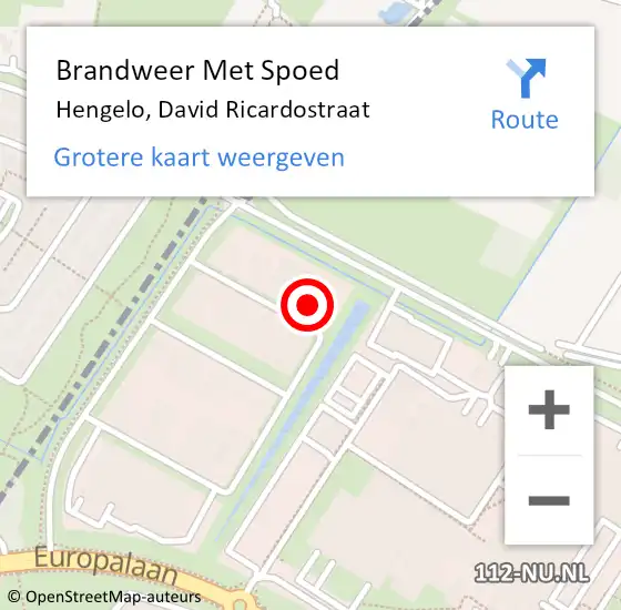 Locatie op kaart van de 112 melding: Brandweer Met Spoed Naar Hengelo, David Ricardostraat op 21 februari 2024 12:27