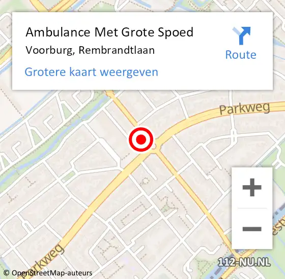 Locatie op kaart van de 112 melding: Ambulance Met Grote Spoed Naar Voorburg, Rembrandtlaan op 21 februari 2024 12:29