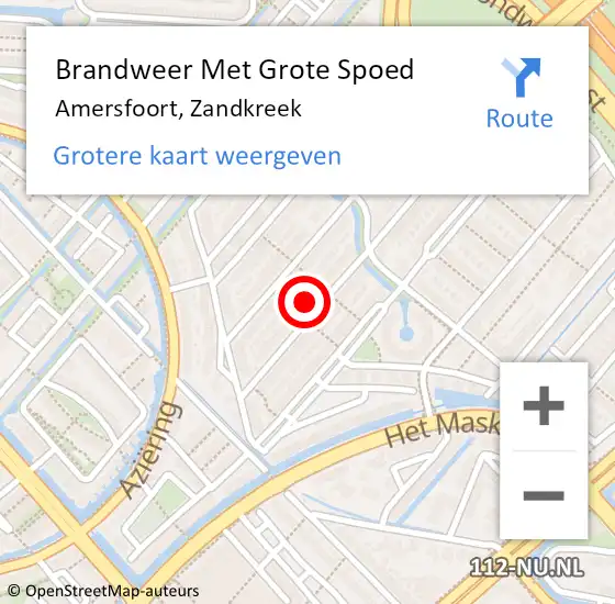 Locatie op kaart van de 112 melding: Brandweer Met Grote Spoed Naar Amersfoort, Zandkreek op 21 februari 2024 12:34