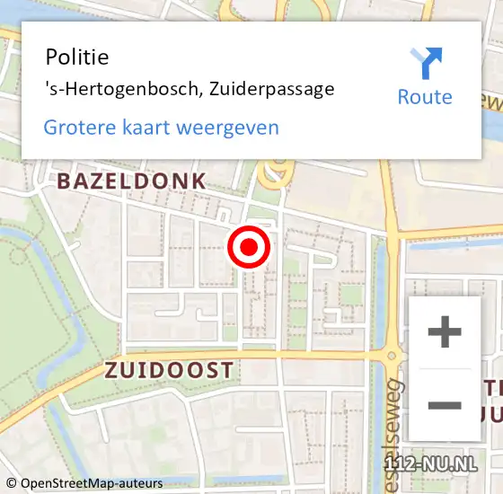 Locatie op kaart van de 112 melding: Politie 's-Hertogenbosch, Zuiderpassage op 21 februari 2024 12:40