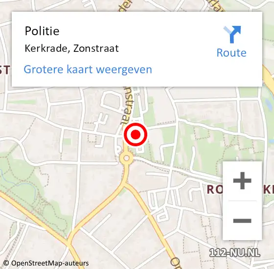 Locatie op kaart van de 112 melding: Politie Kerkrade, Zonstraat op 21 februari 2024 12:43