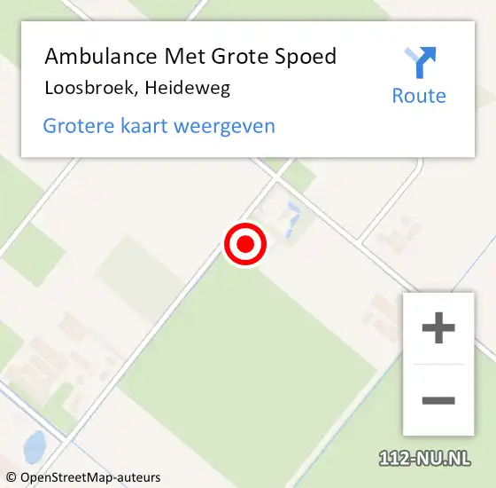 Locatie op kaart van de 112 melding: Ambulance Met Grote Spoed Naar Loosbroek, Heideweg op 26 september 2014 16:24