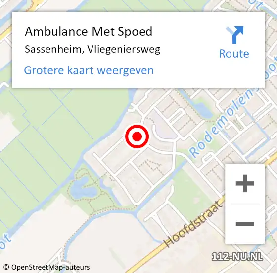 Locatie op kaart van de 112 melding: Ambulance Met Spoed Naar Sassenheim, Vliegeniersweg op 21 februari 2024 12:55