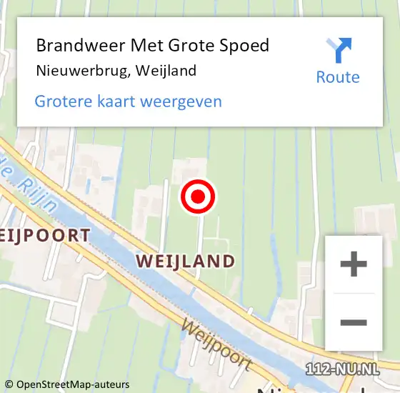 Locatie op kaart van de 112 melding: Brandweer Met Grote Spoed Naar Nieuwerbrug aan den Rijn, Weijland op 21 februari 2024 13:13