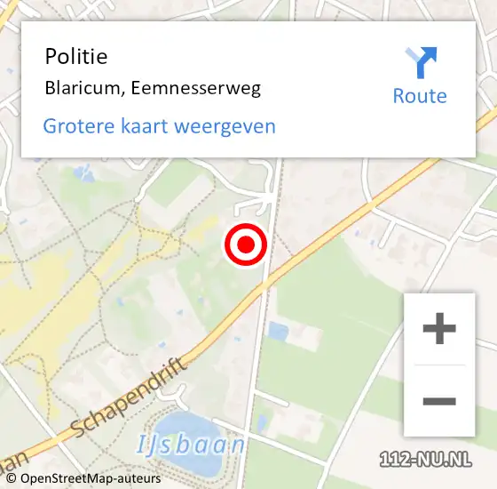 Locatie op kaart van de 112 melding: Politie Blaricum, Eemnesserweg op 21 februari 2024 13:23