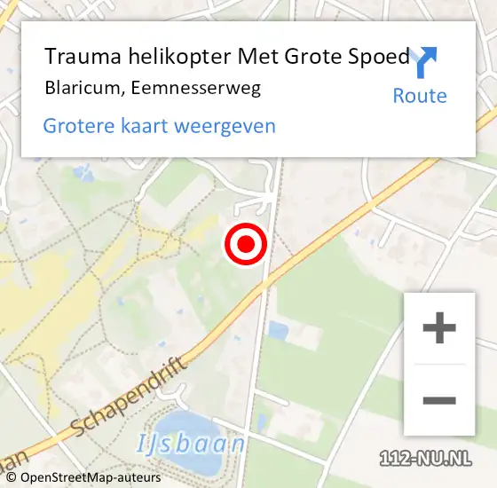 Locatie op kaart van de 112 melding: Trauma helikopter Met Grote Spoed Naar Blaricum, Eemnesserweg op 21 februari 2024 13:34