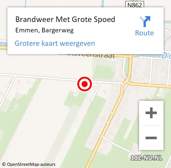 Locatie op kaart van de 112 melding: Brandweer Met Grote Spoed Naar Emmen, Bargerweg op 21 februari 2024 13:36