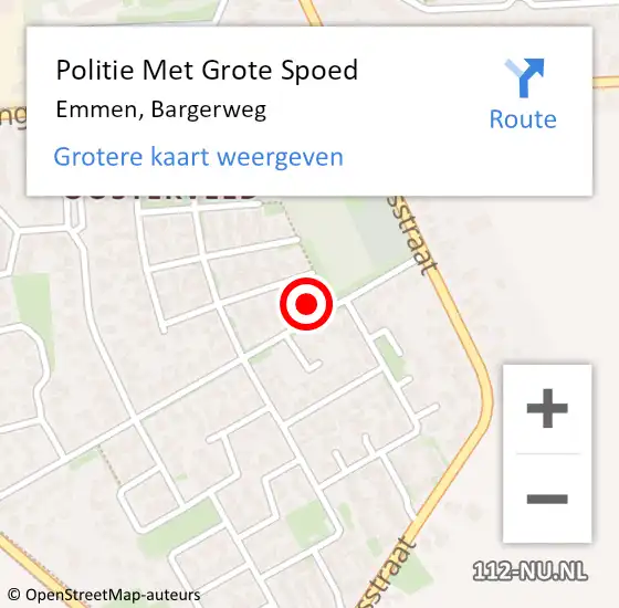 Locatie op kaart van de 112 melding: Politie Met Grote Spoed Naar Emmen, Bargerweg op 21 februari 2024 13:41