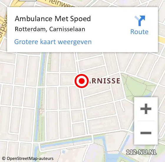 Locatie op kaart van de 112 melding: Ambulance Met Spoed Naar Rotterdam, Carnisselaan op 21 februari 2024 13:53