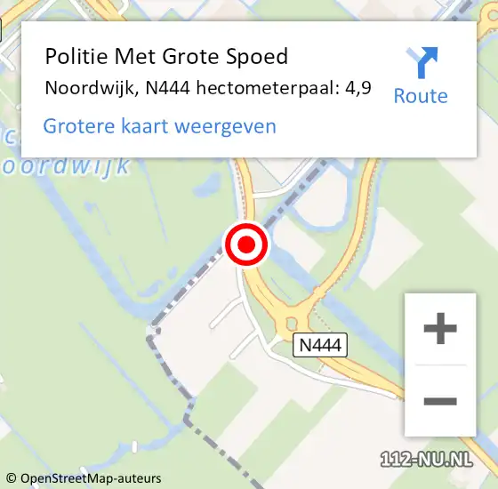 Locatie op kaart van de 112 melding: Politie Met Grote Spoed Naar Noordwijk, N444 hectometerpaal: 4,9 op 21 februari 2024 13:56