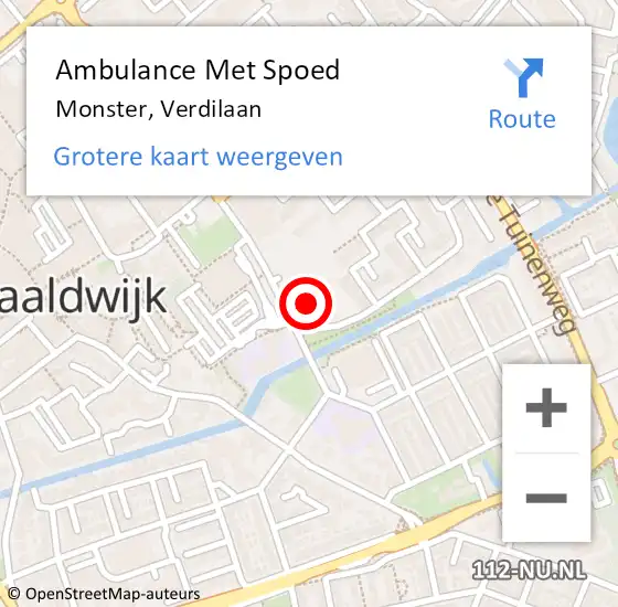 Locatie op kaart van de 112 melding: Ambulance Met Spoed Naar Monster, Verdilaan op 21 februari 2024 14:27