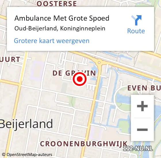Locatie op kaart van de 112 melding: Ambulance Met Grote Spoed Naar Oud-Beijerland, Koninginneplein op 21 februari 2024 14:30