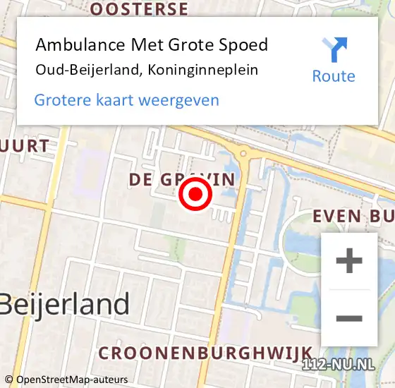 Locatie op kaart van de 112 melding: Ambulance Met Grote Spoed Naar Oud-Beijerland, Koninginneplein op 21 februari 2024 14:31