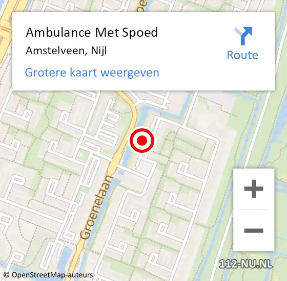 Locatie op kaart van de 112 melding: Ambulance Met Spoed Naar Amstelveen, Nijl op 21 februari 2024 14:42