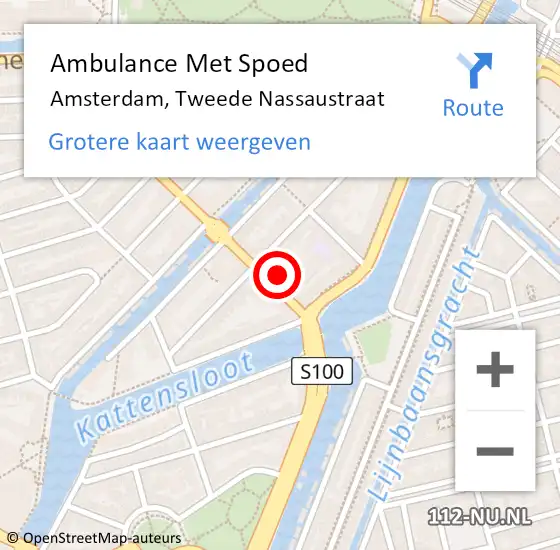 Locatie op kaart van de 112 melding: Ambulance Met Spoed Naar Amsterdam, Tweede Nassaustraat op 21 februari 2024 15:03