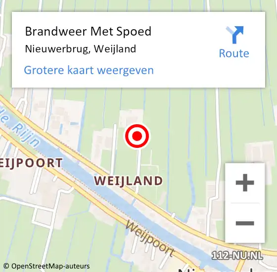 Locatie op kaart van de 112 melding: Brandweer Met Spoed Naar Nieuwerbrug aan den Rijn, Weijland op 21 februari 2024 15:12